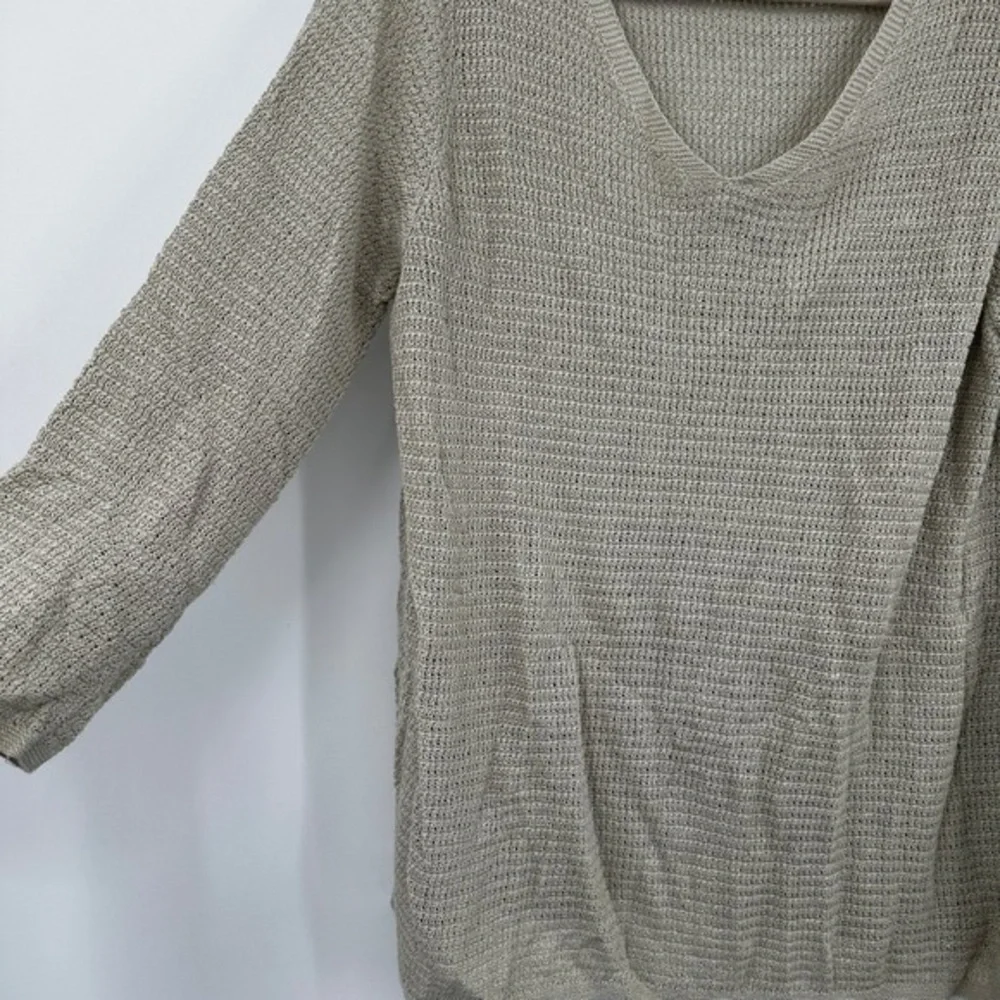 Light Tan V-Neck Knit Sweater